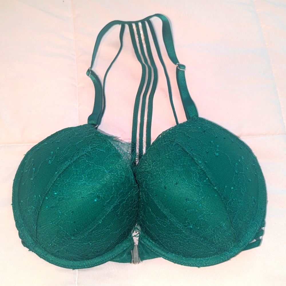 Very Sexy Push Up Emerald Green Stripes Bra Front